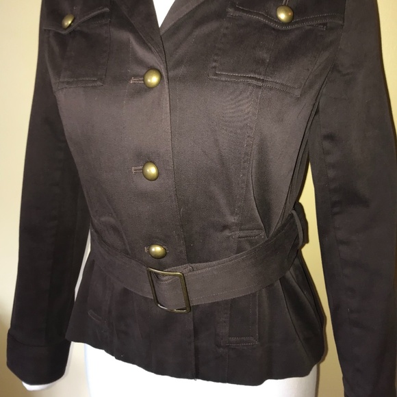 INC Brown Belted Military Jacket Blazer - Picture 5 of 8